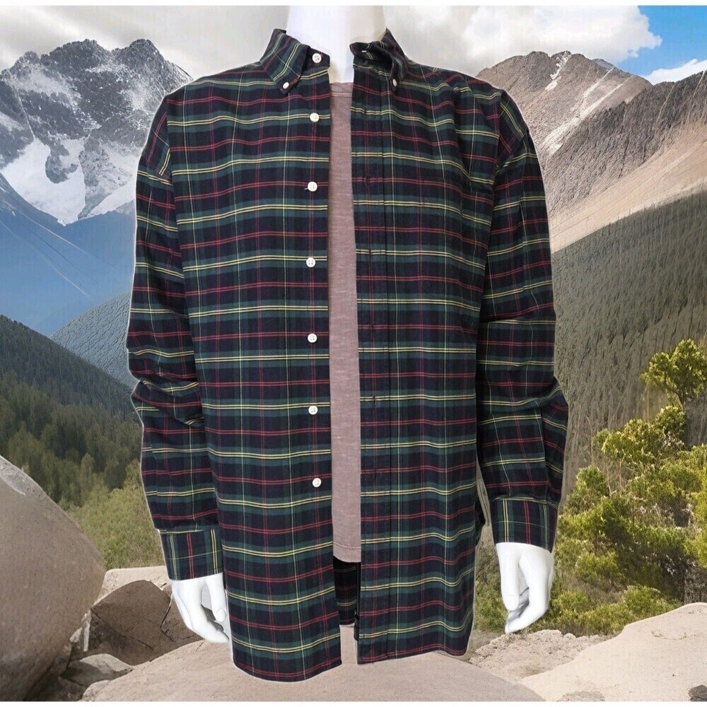 Ralph Lauren Blue Label "Big Shirt" Plaid Green Multi Men's XL SEE DESC